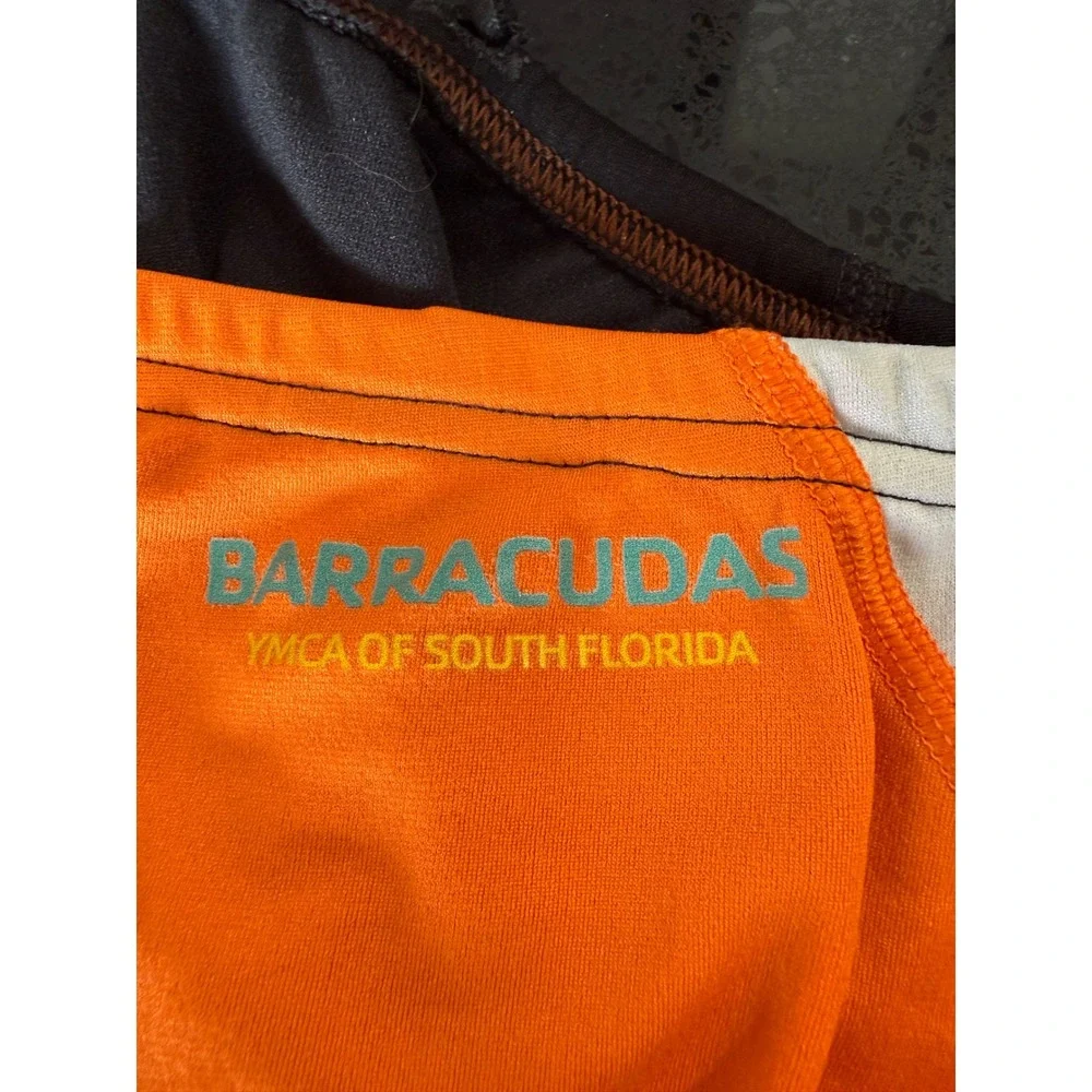 Speedo Endurance+‎ Mens Swim Briefs Size 28 Black Orange YMCA Barracudas Team